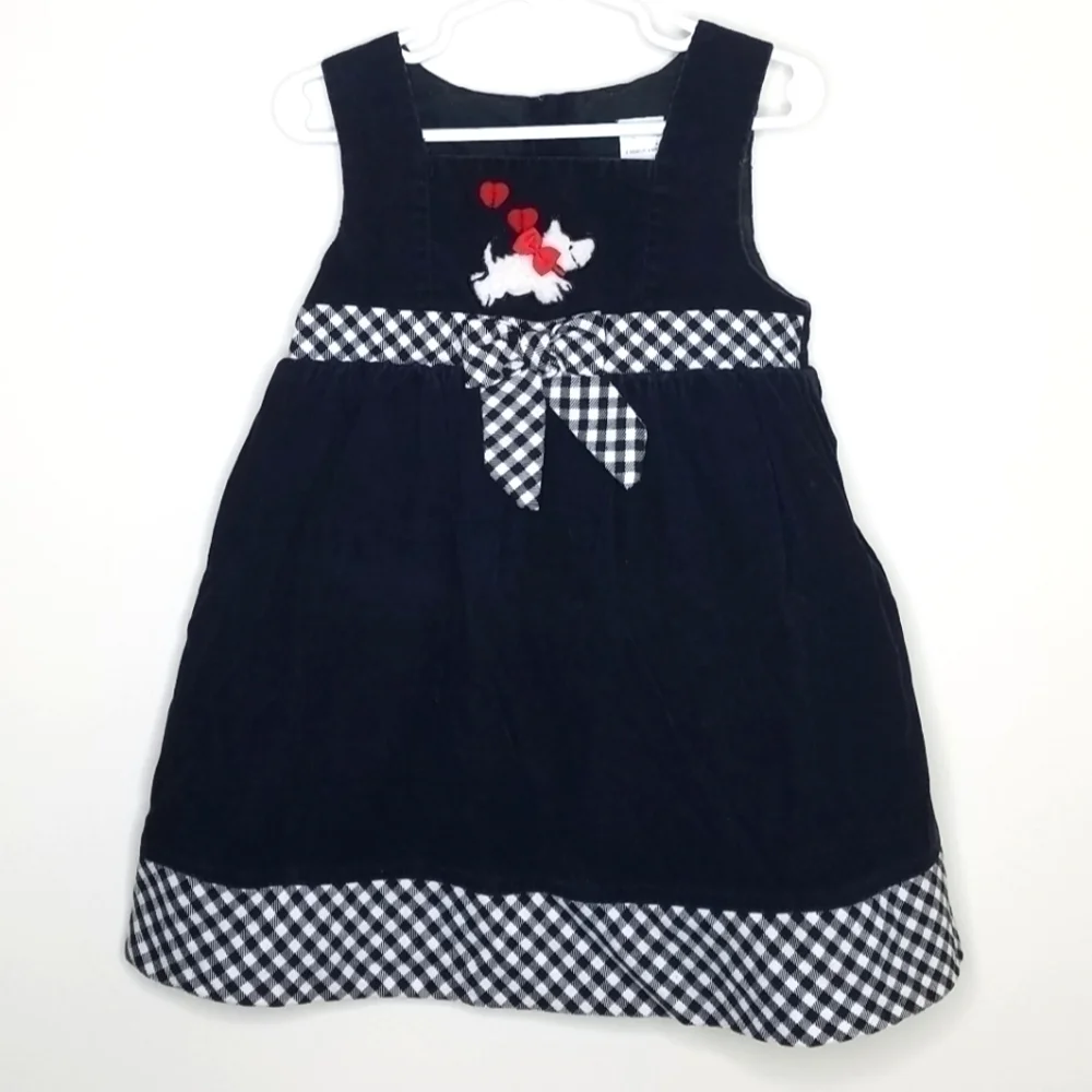 Dog Plaid Corduroy Jumper Dress 4